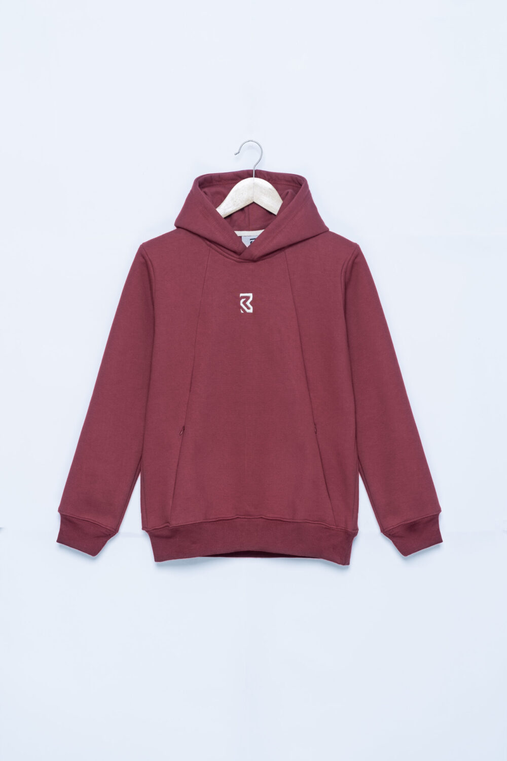 Premium Embroidered Hoodie – Maroonish Red