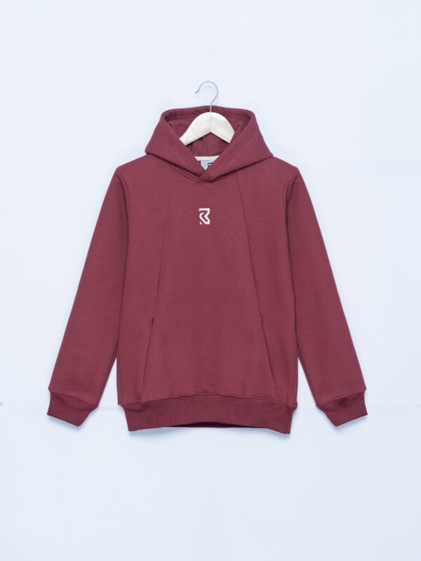 Premium Embroidered Hoodie – Maroonish Red
