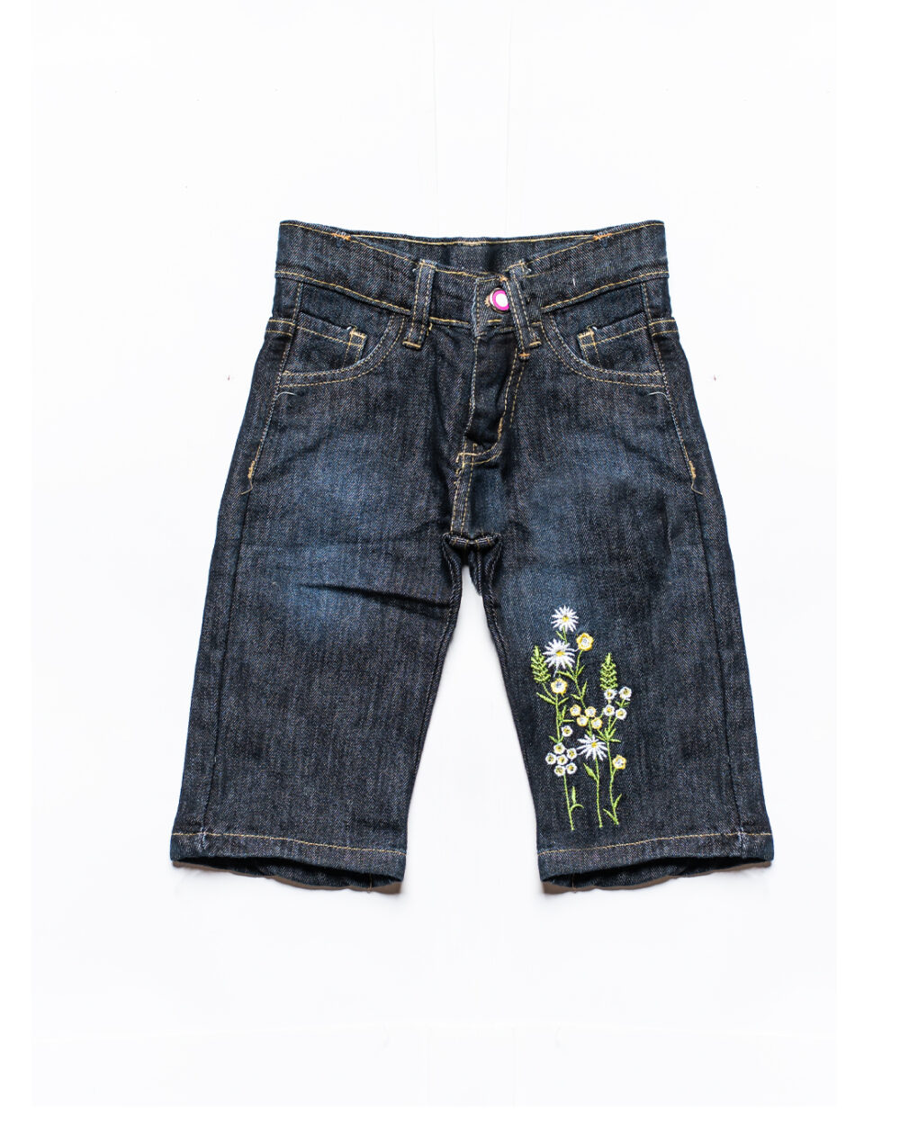 Embroidered Bell-Bottom Denim – Dark Wash