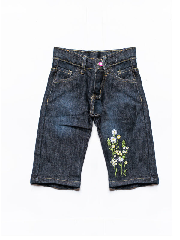Embroidered Bell-Bottom Denim – Dark Wash