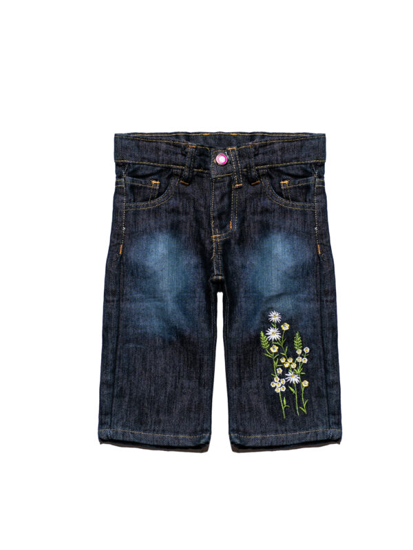 Girls’ Embroidered Straight-Leg Denim – Dark Wash