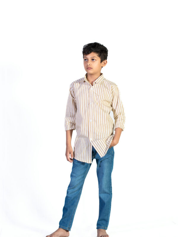 Boys’ Beige Striped Casual Shirt
